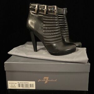 7 FOR ALL MANKIND ‘Parker’ Quilted Moto-style Leather Booties - HOT!